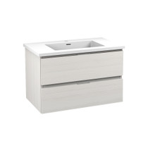 Conques 30 in W x 20 in H x 18 in D Bath Vanity in Rich White with Cultured Marble Vanity Top in White with White Basin