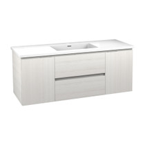 Conques 48 in W x 20 in H x 18 in D Bath Vanity in Rich White with Cultured Marble Vanity Top in White with White Basin