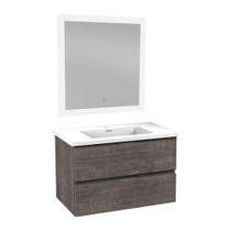 30 in W x 20 in H x 18 in D Bath Vanity in Rich Grey with Cultured Marble Vanity Top in White with White Basin & Mirror