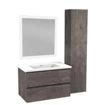 30 in. W x 20 in. H x 18 in. D Bath Vanity Set in Rich Gray with Vanity Top in White with White Basin and Mirror