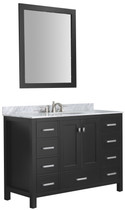 Chateau 48 in. W x 22 in. D Bathroom Bath Vanity Set in Black with Carrara Marble Top with White Sink