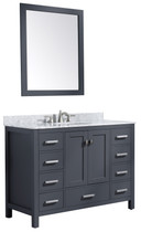 Chateau 48 in. W x 22 in. D Bathroom Bath Vanity Set in Gray with Carrara Marble Top with White Sink