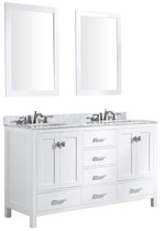 Chateau 60 in. W x 22 in. D Bathroom Vanity Set in White with Carrara Marble Top with White Sink