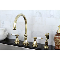 Kingston Brass KS2792PLBS Widespread Kitchen Faucet, Polished Brass