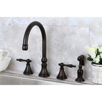 Kingston Brass KS2795NLBS Widespread Kitchen Faucet, Oil Rubbed Bronze