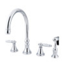 Gourmetier GS2791GLBS Widespread Kitchen Faucet with Brass Sprayer, Polished Chrome