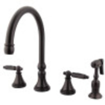 Gourmetier GS2795GLBS Widespread Kitchen Faucet with Brass Sprayer, Oil Rubbed Bronze