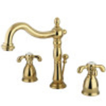 Kingston Brass KB1972TX French Country Widespread Bathroom Faucet with Brass Pop-Up, Polished Brass