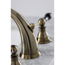 Kingston Brass KB983AKLAB Duchess Widespread Bathroom Faucet with Plastic Pop-Up, Antique Brass