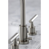 Kingston Brass FSC8938CML Manhattan Widespread Bathroom Faucet with Brass Pop-Up, Brushed Nickel