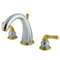 Kingston Brass KS2964 Naples Widespread Bathroom Faucet, Polished Chrome/Polished Brass