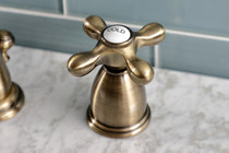 Kingston Brass KB1973AX Heritage Widespread Bathroom Faucet with Brass Pop-Up, Antique Brass