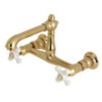 Kingston Brass KS7242PX Wall Mount Bathroom Faucet, Polished Brass