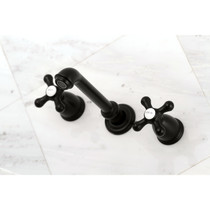 Kingston Brass KS7120AX English Country Two-Handle Wall Mount Bathroom Faucet, Matte Black