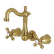 Kingston Brass KS1227AX Heritage Wall Mount Bathroom Faucet, Brushed Brass