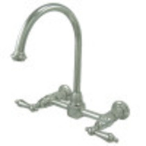 Kingston Brass KS1291AL Restoration Wall Mount Bridge Kitchen Faucet, Polished Chrome