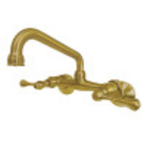 Kingston Brass KS313SB Kingston Two Handle Wall Mount Kitchen Faucet, Brushed Brass