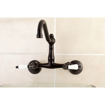 Kingston Brass KS3225PL Vintage 6" Adjustable Center Wall Mount Kitchen Faucet, Oil Rubbed Bronze