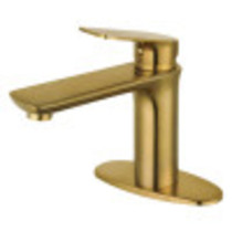 Fauceture LS4203CXL Frankfurt Single-Handle Bathroom Faucet with Deck Plate and Drain, Brushed Brass