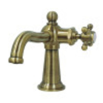 Kingston Brass KS154BXAB Nautical Single-Handle Bathroom Faucet with Push Pop-Up, Antique Brass