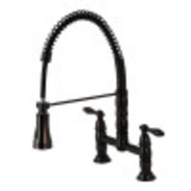 Gourmetier GS1275AL Heritage Two-Handle Deck-Mount Pull-Down Sprayer Kitchen Faucet, Oil Rubbed Bronze