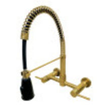 Gourmetier GS8287DL Concord 2-Handle Wall Mount Pull-Down Kitchen Faucet, Brushed Brass
