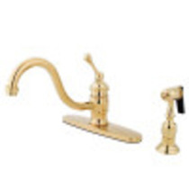 Kingston Brass KB3572BLBS Vintage 8" Kitchen Faucet With Brass Sprayer, Polished Brass