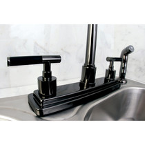 Kingston Brass NS8790DKLSP Water Onyx Centerset Kitchen Faucet, Black Stainless Steel