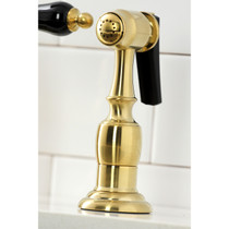 Kingston Brass KS7277PKLBS Duchess Bridge Kitchen Faucet with Brass Sprayer, Brushed Brass