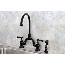 Kingston Brass KS7795ALBS English Country Kitchen Bridge Faucet with Brass Sprayer, Oil Rubbed Bronze