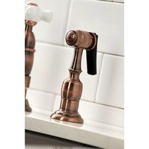 Kingston Brass KS127PXBSAC Heritage Bridge Kitchen Faucet with Brass Sprayer, Antique Copper