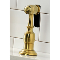 Kingston Brass KS1277PXBS Heritage Bridge Kitchen Faucet with Brass Sprayer, Brushed Brass