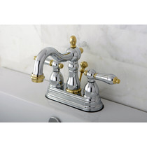 Kingston Brass KB1604AL Heritage 4 in. Centerset Bathroom Faucet, Polished Chrome/Polished Brass