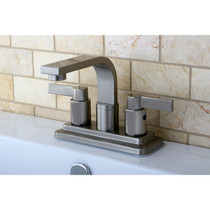 Kingston Brass KB8468NDL NuvoFusion 4 in. Centerset Bathroom Faucet with Push Pop-Up, Brushed Nickel