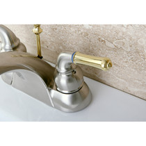 Kingston Brass KB2629 4 in. Centerset Bathroom Faucet, Brushed Nickel/Polished Brass