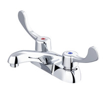 Commercial 2H Centerset Lavatory Faucet w/ Wrist Blade Handles & Less Drain 0.5gpm Chrome
