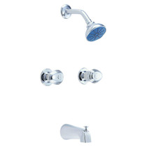 Gerber Hardwater Two Handle Threaded Escutcheon Tub & Shower Fitting with Threaded Diverter Spout 1.75gpm Chrome