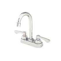 Commercial 2H Bar Faucet w/ Gooseneck Spout & Metal Lever Handles 1.75gpm Chrome