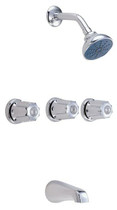 Gerber Classics Three Metal Fluted Handle Sliding Sleeve Escutcheon Tub & Shower Fitting with Sweat Connections & Threaded Spout 1.75gpm Chrome