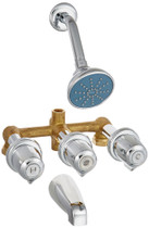 Gerber Classics Three Handle Sliding Sleeve Escutcheon Tub & Shower Fitting with IPS/Sweat Connections & Threaded Spout 1.75gpm Chrome