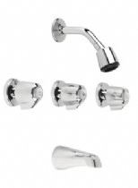 Gerber Classics Three Metal Fluted Handle Sliding Sleeve Escutcheon Tub & Shower Fitting with IPS/Sweat Connections & Threaded Spout 1.75gpm Chrome