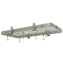 36" Narrow Flush Mounted Ceiling Rack w/ 12 Hooks SS