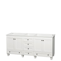 Acclaim 72 Inch Double Bathroom Vanity in White, No Countertop, No Sinks, and No Mirrors