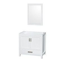 Sheffield 36 Inch Single Bathroom Vanity in White, No Countertop, No Sink, and 24 Inch Mirror