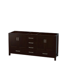 Sheffield 72 Inch Double Bathroom Vanity in Espresso, No Countertop, No Sinks, and No Mirror