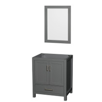 Sheffield 30 Inch Single Bathroom Vanity in Dark Gray, No Countertop, No Sink, and 24 Inch Mirror