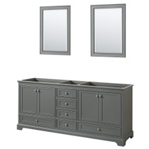 Deborah 80 Inch Double Bathroom Vanity in Dark Gray, No Countertop, No Sinks, and 24 Inch Mirrors