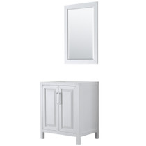 Daria 30 Inch Single Bathroom Vanity in White, No Countertop, No Sink, and 24 Inch Mirror