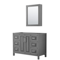 Daria 48 Inch Single Bathroom Vanity in Dark Gray, No Countertop, No Sink, and Medicine Cabinet