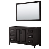 Daria 60 Inch Single Bathroom Vanity in Dark Espresso, No Countertop, No Sink, and 58 Inch Mirror